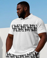 Daily Leisure Vacation Big-name Flower Stitching Short Sleeve POLO Shorts Suit Men's Plus Size